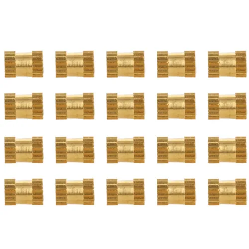 Vista 32 de MroMax Tuercas de inserción moleteadas M2, latón métrico M2x3x3.0.079 in Tuercas de inserción roscadas a través de roscas encajadas en agujeros