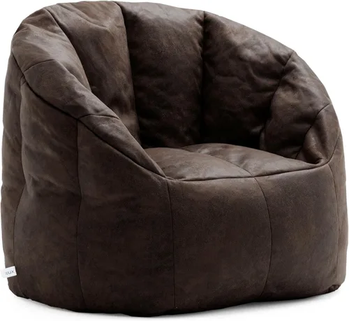 Vista 30 de Big Joe Milano - Silla de Puf con Cuero Montana Negro Vibe