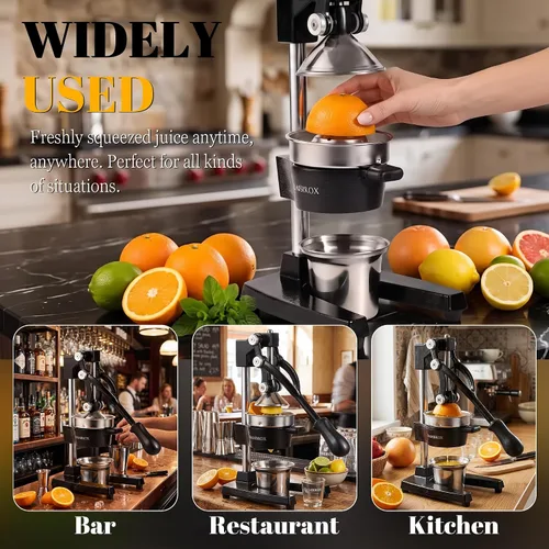 Vista 7 de Exprimidor manual de hierro fundido, exprimidor comercial de limón, exprimidor de cítricos profesional, ideal para extraer jugo de limones, naranjas