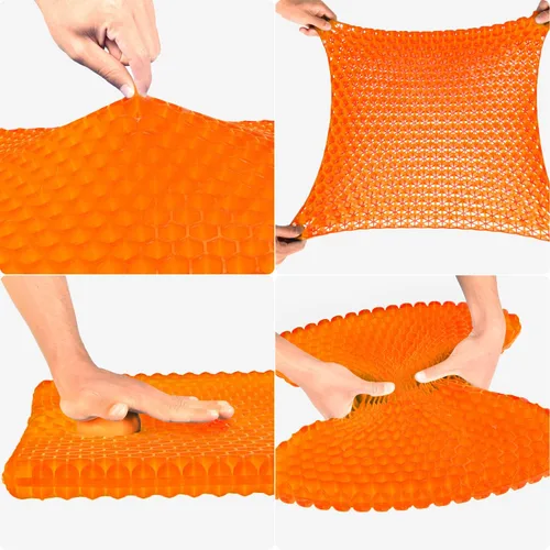 Vista 4 de Cojín de asiento de gel, cojín de asiento de enfriamiento (súper grande y grueso), diseño de panal transpirable que absorbe los puntos de presión