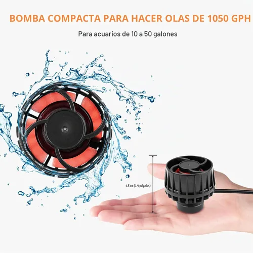 Vista 5 de 1050GPH Bomba de Olas para Acuario con Controlador Mini DC12V 6W Powerhead con Montaje Magnético, Nano Wavemaker para Tanques de 10 a 50 Galones