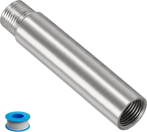 Vista 12 de Brazo de extensión de cabezal de ducha, 1.2 pulgadas 1/2PT macho a 1/2PT hembra rosca 304 acoplador de montaje de tubería de acero inoxidable