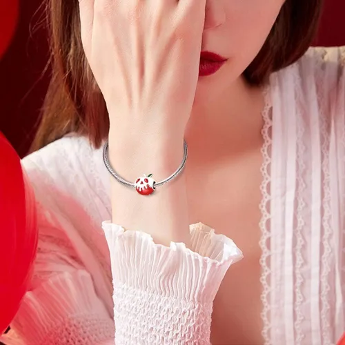 Vista 4 de GNOCE - Abalorio de plata de ley 925, diseño de calavera de Navidad, apto para todas las pulseras para mujeres y niñas