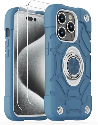 Vista 23 de KCJ Funda para iPhone SE 2022/2020, iPhone 8/7/6/6S, con [2×Protectores de Pantalla][Soporte de Anillo] Silicona Suave+PC Duro Protección Completa