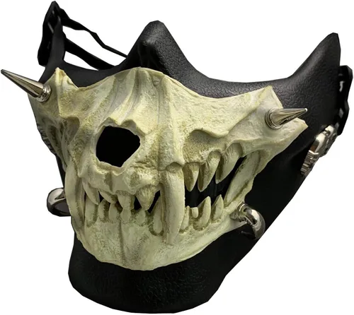 Vista 3 de Genial Máscara de media cara de esqueleto de calavera para disfraces fiestas Halloween