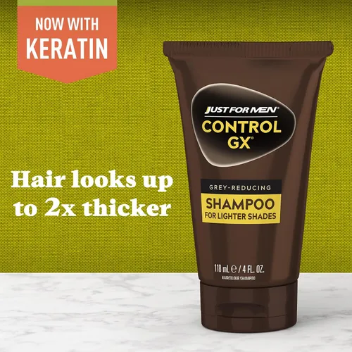 Vista 4 de CHAMPÚ Just for Men Control GX Reductor de Canas para Tonos de Cabello Más Claros, Rubio a Castaño Medio, Color Gradual del Cabello con Queratina, 4