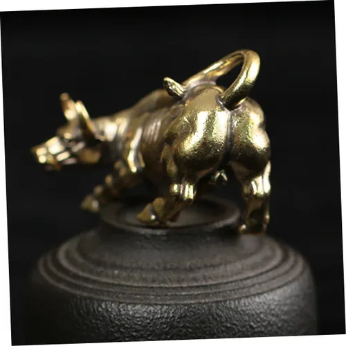 Vista 7 de VOSAREA Figura de toro de latón para decoración del hogar, estatuas de vaca, figura de buey, adorno para inauguración de la casa, decoración