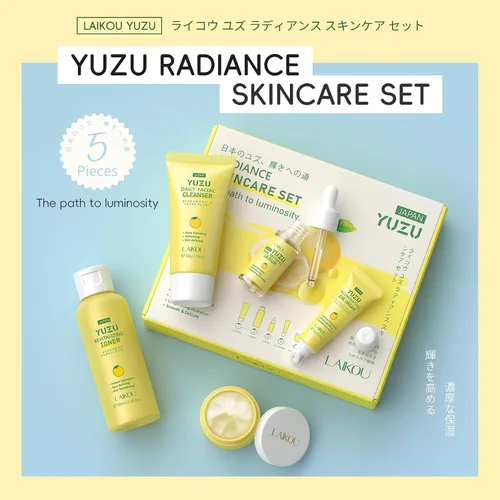Vista 2 de LAIKOU YUZU - Set de cuidado de la piel con suero, limpiador, tónico, crema de ojos, crema hidratante de día y noche para mujeres, adolescentes