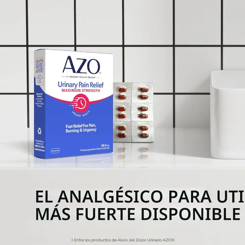 Vista 6 de AZO Alivio del Dolor Urinario de Máxima Fuerza, Alivio rápido del dolor UTI, ardor y urgencia, ataca la fuente del dolor, la marca más confiable #1
