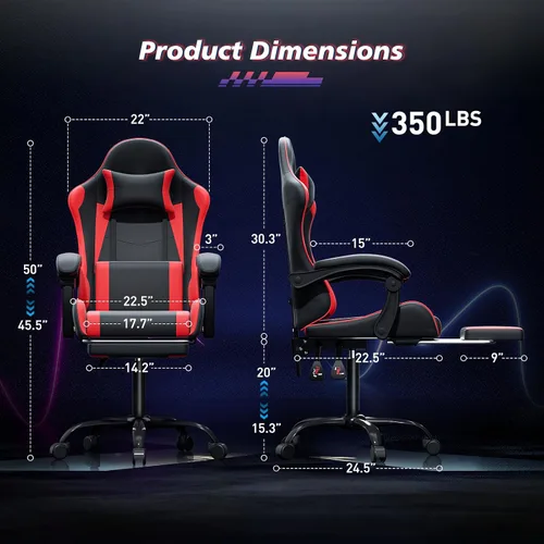 Vista 2 de Magshion Silla de juegos para adultos, silla ergonómica de computadora con reposabrazos de acoplamiento, silla de jugador de altura ajustable