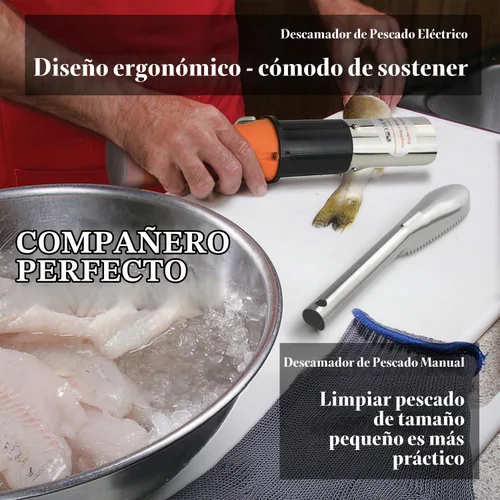 Vista 3 de Herramientas eléctricas inalámbricas para escalador de peces, batería recargable de 12 V integrada, 2 cabezales de corte, rotación bidireccional