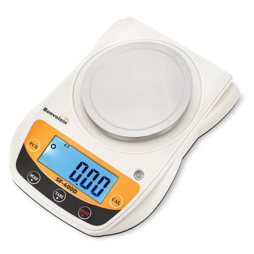 Vista 8 de Bonvoisin Balanza digital de laboratorio 600g x 0.01g, balanza electrónica de precisión, pantalla LCD, balanza analítica, balanza para joyas Negro