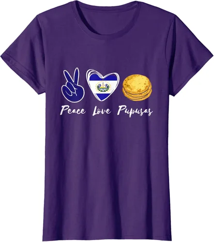 Vista 13 de Pupusas Lover Love Peace El Salvadaor Camiseta Comida Salvadoreña