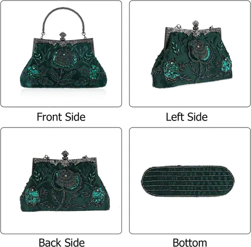 Vista 2 de LIFEWISH Bolsos de mano de boda para mujer, bolsos de lentejuelas con cuentas
