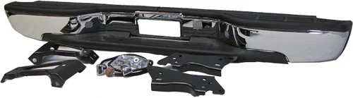 Vista 2 de Defensa trasera con estribo, ensamble completo cromado con almohadillas para defensa, soportes y luz de placa, para CV Silverado 99-07 Fleetside
