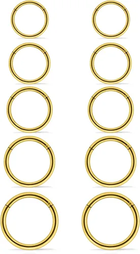 Vista 5 de 10 aretes de acero quirúrgico de 16 G, con bisagras, segmento de septum, labio, pezón, cartílago, tragus, hélix, piercing, joyería para mujeres