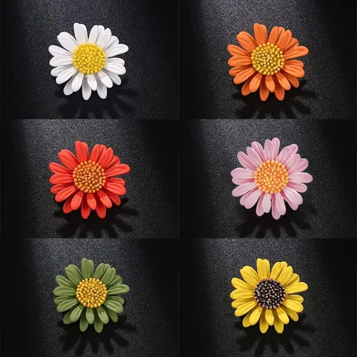 Vista 8 de Broche de girasol con margaritas coloridas, estilo bohemio, con diseño de flores, insignia, vestido y escote para mujeres y niñas
