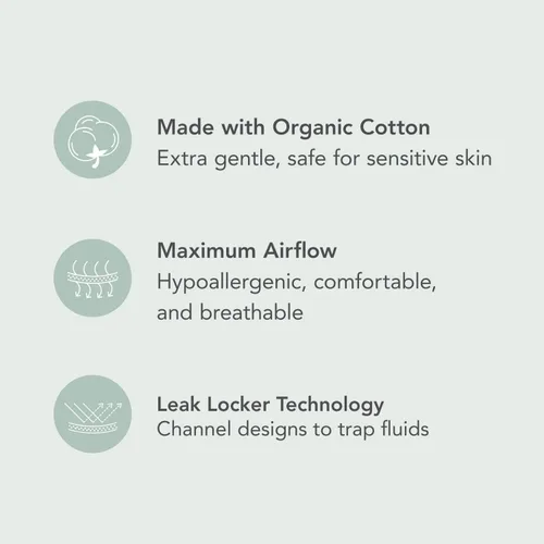 Vista 4 de HESTA almohadillas para menstruación reutilizables de algodón orgánico, juego de 3, Ajustado