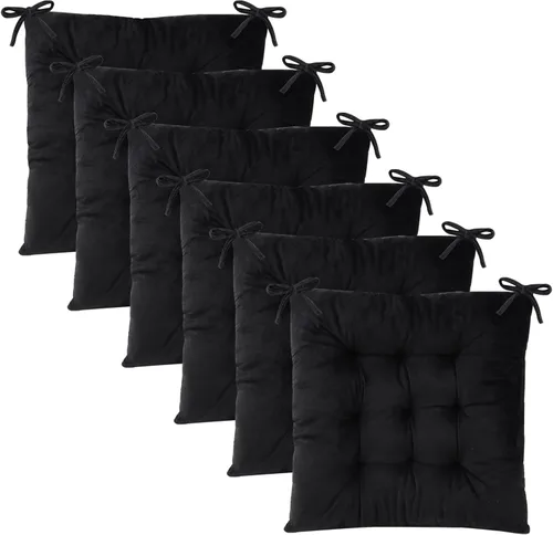 Vista 41 de Juego de 2 cojines para sillas de comedor con lazos, almohadilla antideslizante para silla de cocina para interior y tapete de asiento de comedor