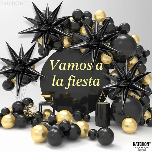 Vista 7 de Globos de papel de aluminio con forma de cono de estrella en explosión, negro, 20 pulgadas, para decoraciones de cumpleaños y graduaciones 2022, 50