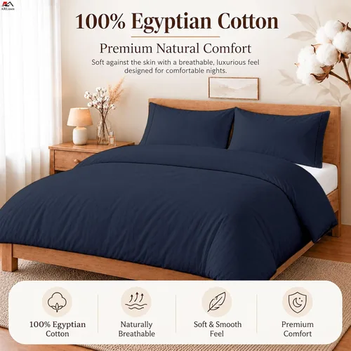 Vista 82 de ARlinen Juego de funda de edredón de tamaño individual, 100% algodón egipcio, juego de ropa de cama de 3 piezas con cierre de cremallera, incluye 1