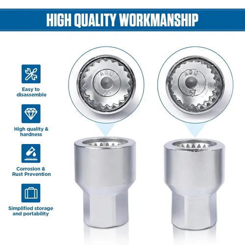 Vista 4 de BELEY Kit de llave de tuerca de bloqueo de rueda 20PCS para Porsche VW Touareg Juego de herramientas antirrobo para quitar tuercas con removedor