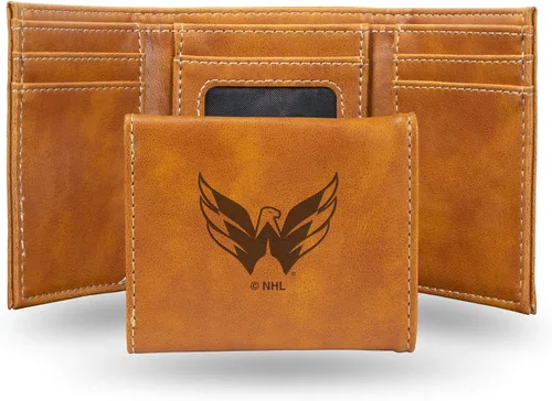 Vista 33 de NHL Rico Industries - Billetera triple grabada con láser y tres pliegues, accesorio para hombre