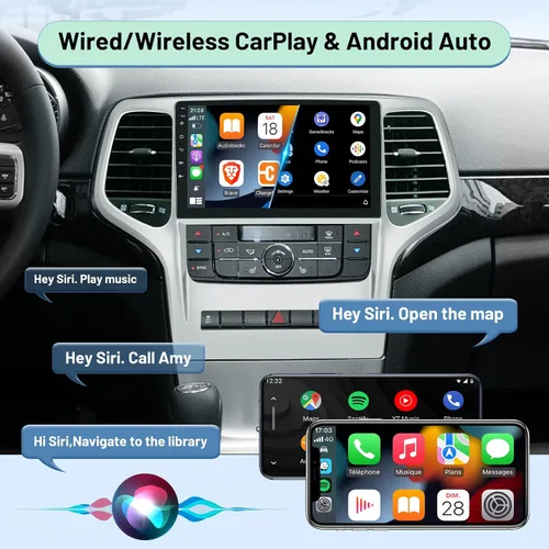 Vista 4 de [2G+32G] Radio de coche Android para Jeep Grand Cherokee 2008 2009 2010 2011 2012 2013, pantalla táctil de 9 pulgadas, estéreo de juego