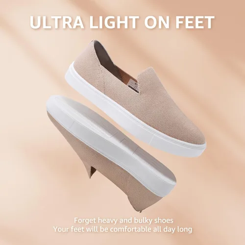 Vista 6 de STQ Zapatos sin cordones para mujer, transpirables, de moda, cómodos, de punto, casuales