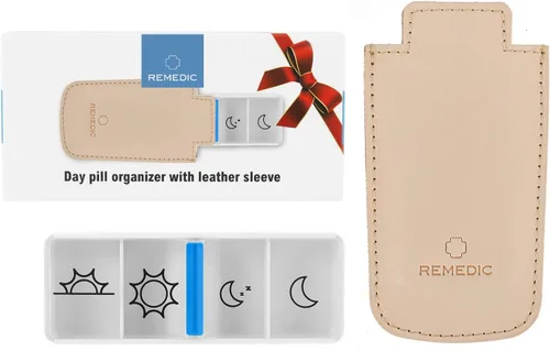 Vista 4 de Remedic Dispensador diario de píldoras, libre de BPA, grandes compartimentos transparentes, estuche organizador de medicamentos de viaje