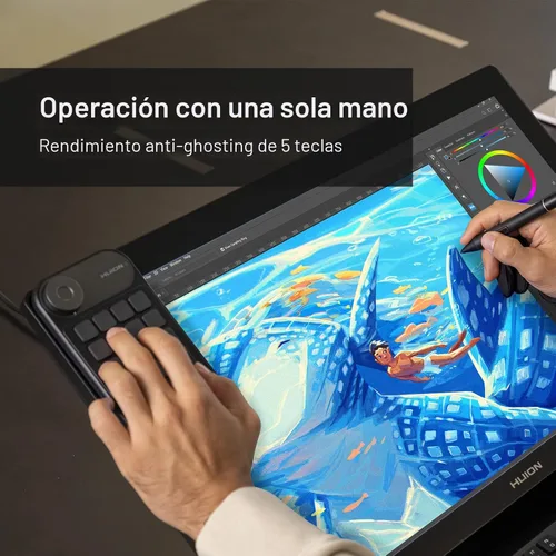 Vista 4 de HUION Keydial Mini teclado programable Bluetooth con dial 18 teclas de acceso directo