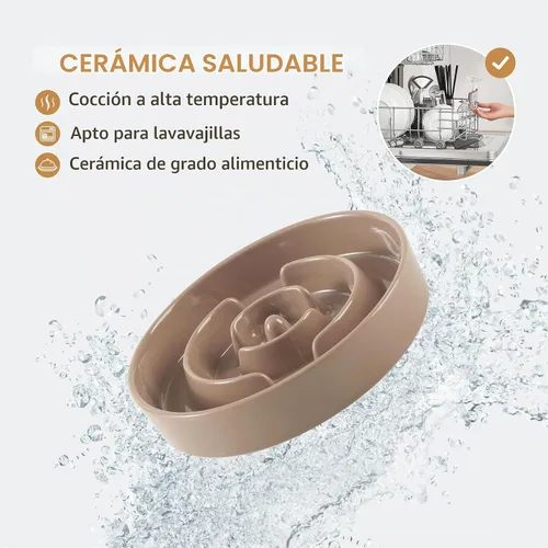 Vista 8 de Havniva Cuencos elevados para perros de alimentación lenta, 6.1 pulgadas 1 x café marrón - C