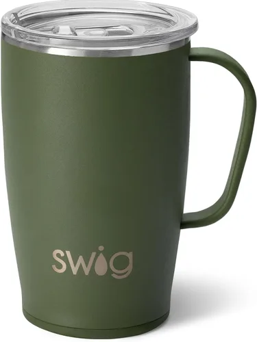Vista 18 de Swig Life - Taza de viaje de 18 onzas, vaso con aislamiento con asa y tapa, apto para portavasos, apto para lavavajillas, de acero inoxidable, taza