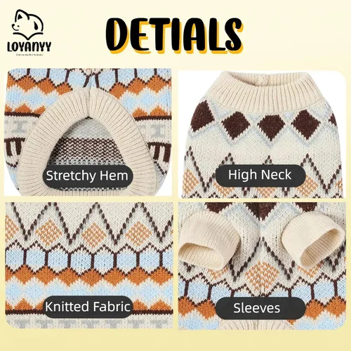 Vista 3 de Suéter suave y cálido para perro, suéter de punto para gato, suéter clásico grueso para mascotas, lindo suéter de invierno para cachorros, ropa