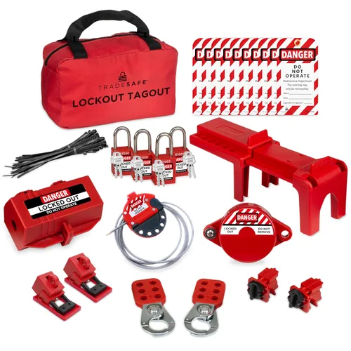 Vista 10 de TRADESAFE Kit profesional de etiquetado de bloqueo - Cerraduras Loto, cerradura de válvula de puerta, bloqueo de válvula de bola, cerraduras