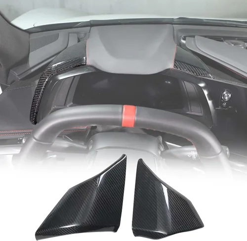 Vista 5 de Cubierta Trim de Tablero Compatible con Chevrolet Corvette C8 Stingray 2020-2025 ABS 2 Piezas Cubierta Lateral del Velocímetro del Tablero ABS Carbon