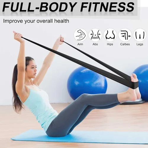 Vista 4 de DEEKIN Juego de 10 bandas de resistencia profesionales para ejercicio, sin látex, para pilates, terapia física, entrenamiento de fuerza, yoga