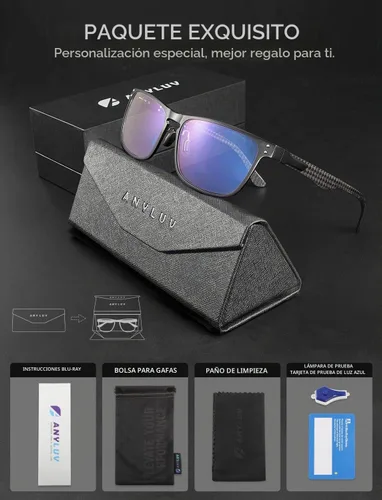 Vista 6 de ANYLUV Blue Light Glasses Men, Carbon Fiber Working Blue Light Blocking Glasses Relieve Eyestrain for Men Women
