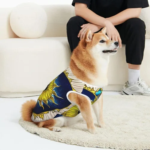 Vista 4 de Chaqueta clásica de ansiedad para perros, ropa cómoda para mascotas para gatos y perros, abrigo solar de corazón de dibujos animados para perros