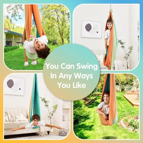 Vista 4 de Columpio Sensorial, Columpio Sensorial para Interior y Exterior para Niños y Adultos, Columpio de Abrazo de Doble Capa para Terapia para Niños