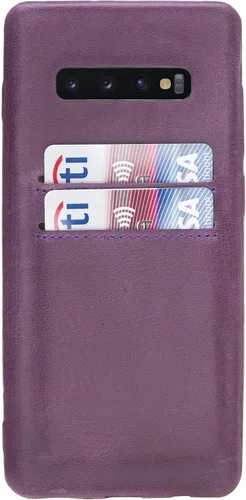 Vista 16 de HARDISTON Funda de piel auténtica hecha a mano para Samsung Galaxy Note 8, funda a presión con 2 ranuras para tarjetas de crédito, carga Marrón