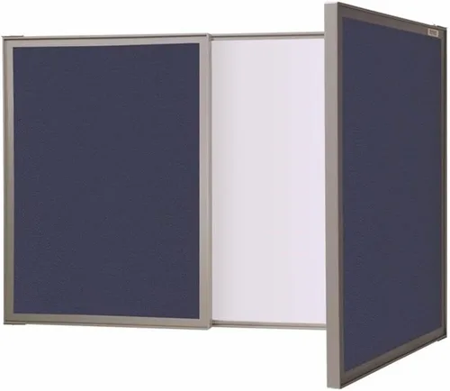 Vista 6 de Ghent VisuALL PC, tablón de anuncios de tela beige para exteriores con pizarra blanca de acrílico en el interior, fabricado en los Estados Unidos