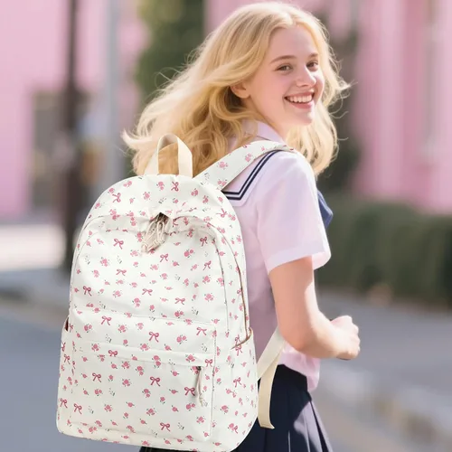 Vista 2 de Bluboon - Mochila escolar para niñas y mujeres para uso diario y de estilo informal, para portátil de 15 pulgadas, con bolsa para almuerzo y bolsa