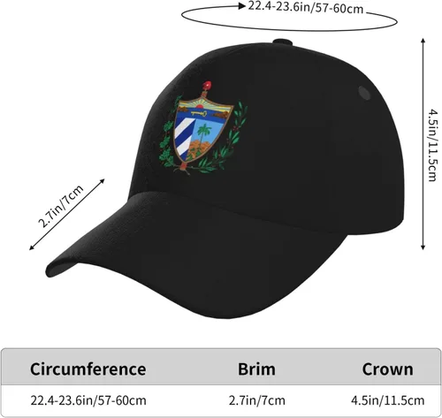 Vista 5 de Gorra de béisbol con escudo cubano para hombre y mujer, ajustable, clásica, color negro