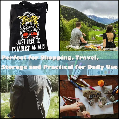 Vista 6 de GJTIM True Crime Gift Seriel Killer Gift Just Here to Establish and Alibi - Bolsa de maquillaje para fanáticos del programa de crimen