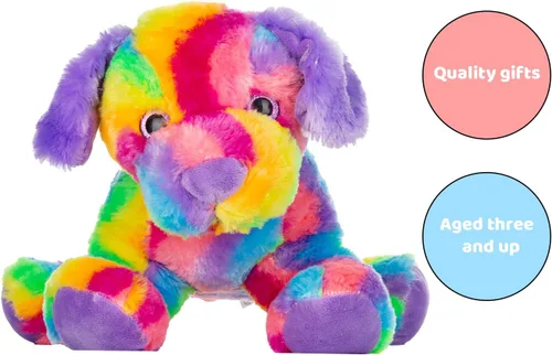 Vista 4 de MUOVE Animales de peluche para perros, juguete de peluche de cachorro arcoíris, lindo juguete de peluche colorido para niños, juguete de peluche