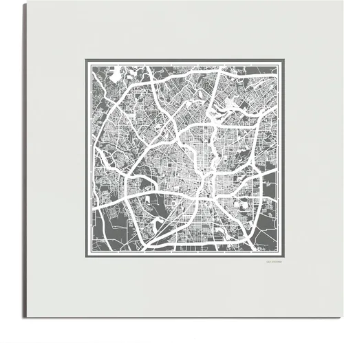 Vista 8 de O3 Design Studio San Diego, CA Paper Cut Map Matted Grey 20x20 in Paper Art