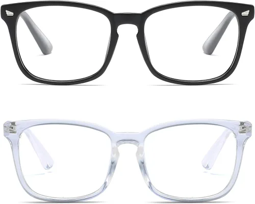 Vista 10 de Gafas cuadradas unisex con estilo sin receta Negro