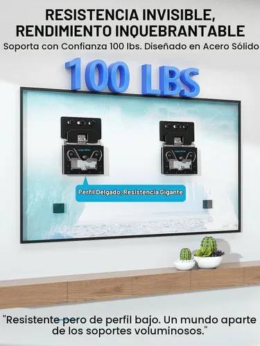 Vista 5 de Soporte de pared para TV ultradelgado compatible con televisores planos y con marco de 14"-80", perfil bajo de 0.3" de micro-espacio, aspecto