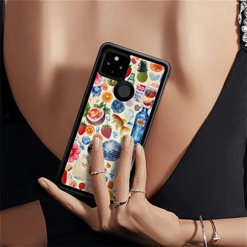Vista 954 de Compatible con Google Pixel 4A 5G Mobile Case Creative Acrylic Panel trasero Silicona Protección Grip especialmente diseñado para Google Pixel 4A 5G